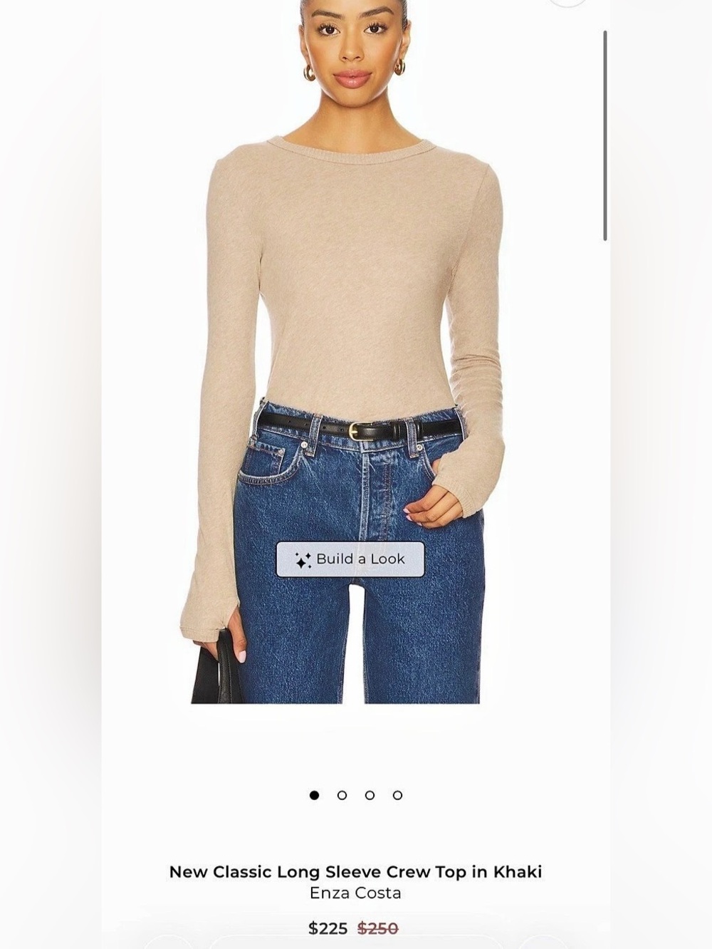 Enza Costa Cashmere Easy Cuffed Crew Long Sleeve Top Brown XS